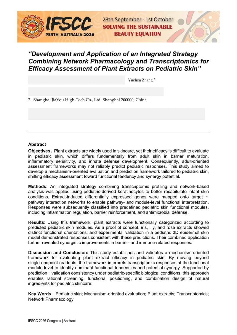 Development and Application of an Integrated Strategy Combining Network Pharmacology and Transcriptomics for Efficacy Assessment of Plant Extracts on Pediatric Skin